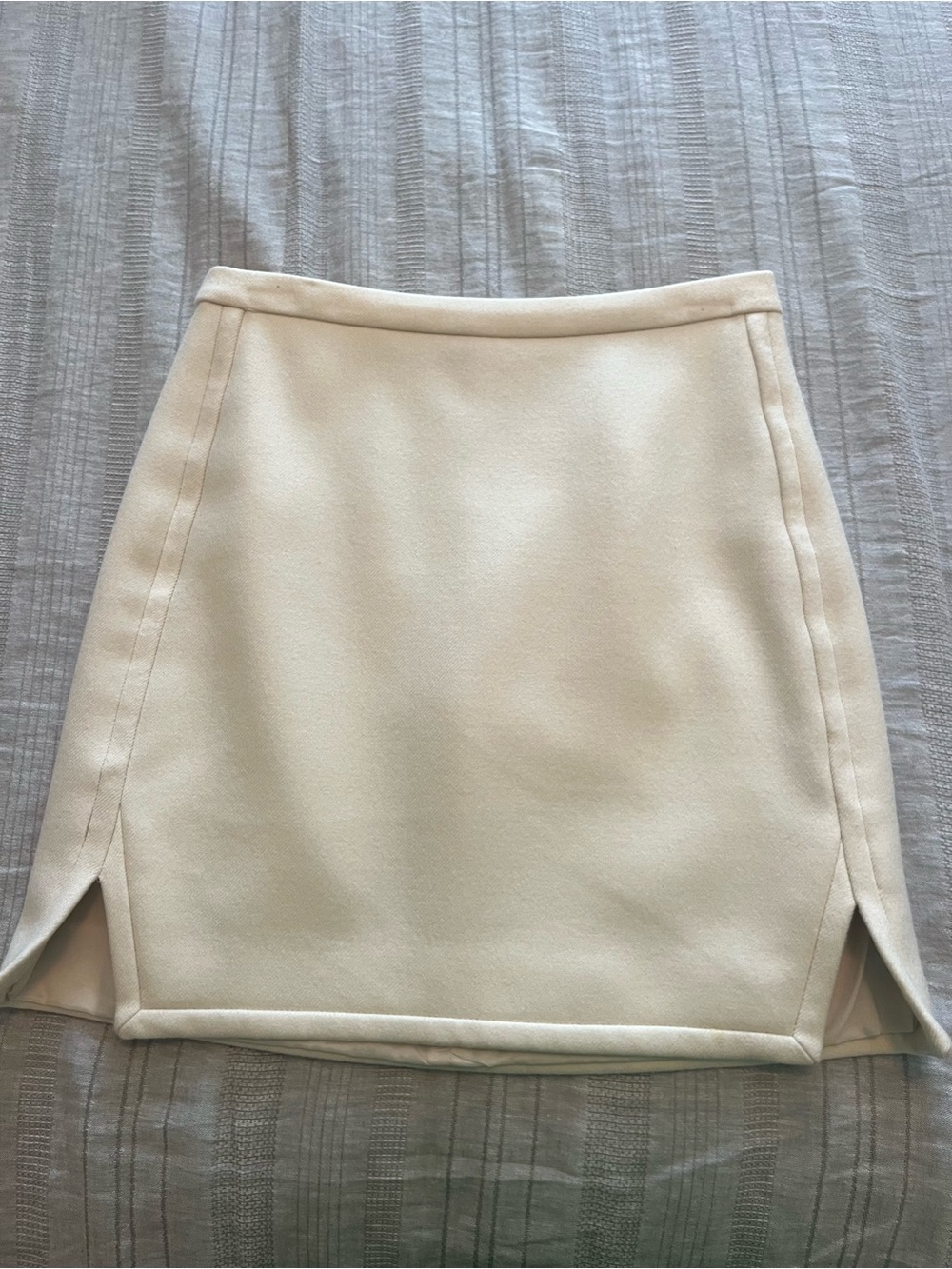 J. Crew Ivory/Cream Wool Mini Skirt with Side Slits